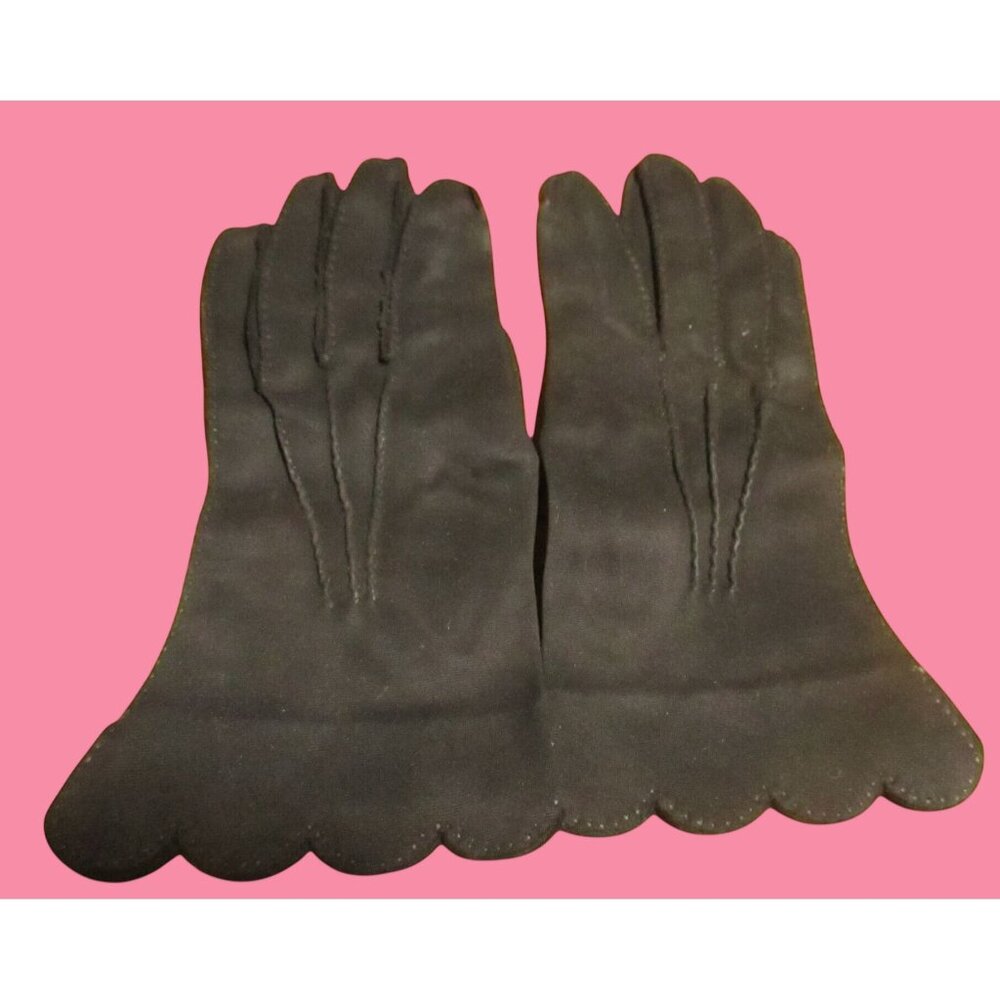 Vintage Women's Evening Gloves 7 1/2 1950's Wear Right Lex Suede Black Glamour